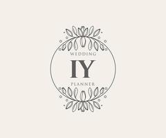 IY Initials letter Wedding monogram logos collection, hand drawn modern minimalistic and floral templates for Invitation cards, Save the Date, elegant identity for restaurant, boutique, cafe in vector