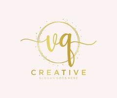 Initial VQ feminine logo. Usable for Nature, Salon, Spa, Cosmetic and Beauty Logos. Flat Vector Logo Design Template Element.