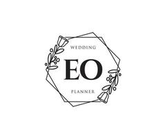 logotipo femenino inicial de eo. utilizable para logotipos de naturaleza, salón, spa, cosmética y belleza. elemento de plantilla de diseño de logotipo de vector plano.