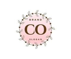 Initial CO feminine logo. Usable for Nature, Salon, Spa, Cosmetic and Beauty Logos. Flat Vector Logo Design Template Element.