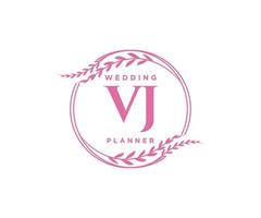 colección de logotipos de monogramas de boda con letras iniciales vj, plantillas florales y minimalistas modernas dibujadas a mano para tarjetas de invitación, guardar la fecha, identidad elegante para restaurante, boutique, café en vector