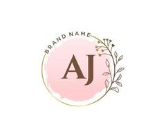 Initial AJ feminine logo. Usable for Nature, Salon, Spa, Cosmetic and Beauty Logos. Flat Vector Logo Design Template Element.