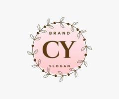 Initial CY feminine logo. Usable for Nature, Salon, Spa, Cosmetic and Beauty Logos. Flat Vector Logo Design Template Element.