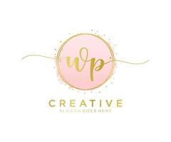 Initial WP feminine logo. Usable for Nature, Salon, Spa, Cosmetic and Beauty Logos. Flat Vector Logo Design Template Element.