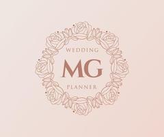 MG Initials letter Wedding monogram logos collection, hand drawn modern minimalistic and floral templates for Invitation cards, Save the Date, elegant identity for restaurant, boutique, cafe in vector