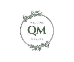 QM Initials letter Wedding monogram logos collection, hand drawn modern minimalistic and floral templates for Invitation cards, Save the Date, elegant identity for restaurant, boutique, cafe in vector