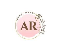 Initial AR feminine logo. Usable for Nature, Salon, Spa, Cosmetic and Beauty Logos. Flat Vector Logo Design Template Element.