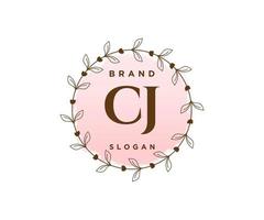 Initial CJ feminine logo. Usable for Nature, Salon, Spa, Cosmetic and Beauty Logos. Flat Vector Logo Design Template Element.