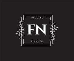 logotipo femenino fn inicial. utilizable para logotipos de naturaleza, salón, spa, cosmética y belleza. elemento de plantilla de diseño de logotipo de vector plano.