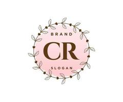 Initial CR feminine logo. Usable for Nature, Salon, Spa, Cosmetic and Beauty Logos. Flat Vector Logo Design Template Element.