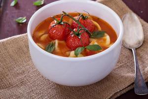 Tomato soup with pasta photo