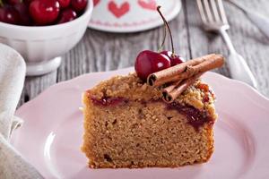 Cherry crumble coffee cake with cinnamon photo