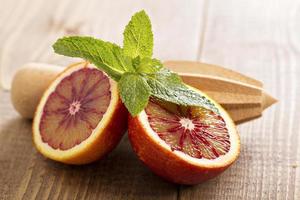 Blood oranges with fresh mint photo