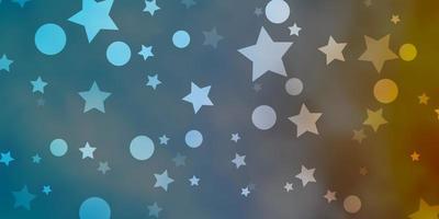 Light Blue, Yellow vector background with circles, stars.