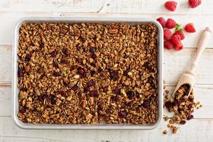 Homemade roasted granola food background photo