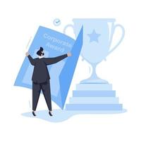 Company business achievements flat illustration vector