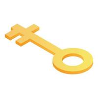 Gold key icon, isometric style vector