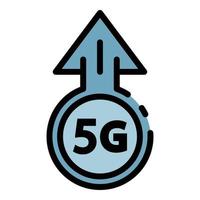 vector de contorno de color de icono de velocidad 5g