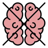 Brain no function icon color outline vector