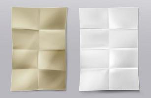 hojas de papel blanco y kraft dobladas en blanco vector