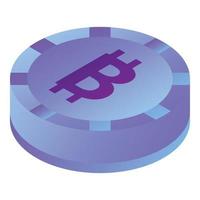 Bitcoin icon, isometric style vector