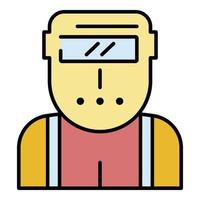 Welder worker icon color outline vector