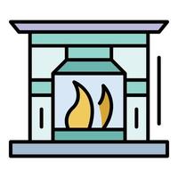 Fireplace icon color outline vector