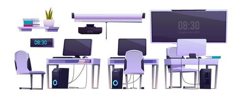 Vector furniture in office or computer class