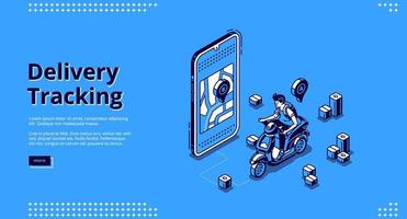 Delivery tracking service isometric landing page vector