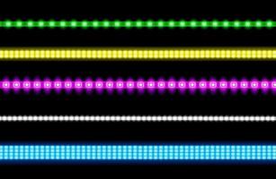 Vector set of led strips with neon glow effect