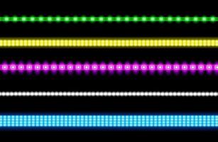 Vector set of led strips with neon glow effect