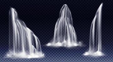 Waterfall cascade realistic water fall streams set vector