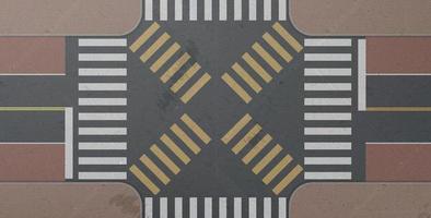 Zebra, road intersection, city crosswalk, top view vector