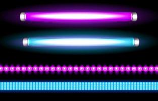 Neon tube lamps and led strips, long light bulbs vector