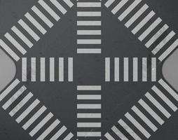 Road intersection with crosswalk top view vector