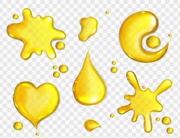 Spills of yellow juice or oil top view vector