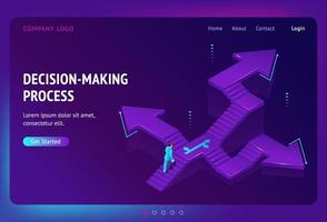 Vector landing page of decision making process