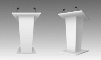 White pulpit, podium or tribune, rostrum stand vector