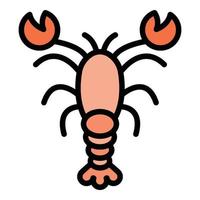 Crayfish icon color outline vector