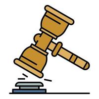 Judge hammer icon color outline vector