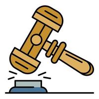 Wood judge hammer icon color outline vector