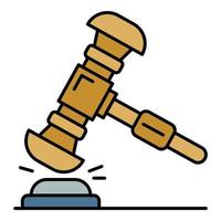 Judge gavel icon color outline vector