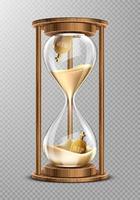 Sand hourglass in wooden frame with gravestones vector