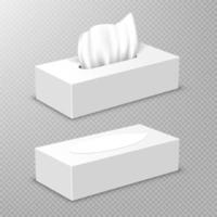 caja abierta y cerrada con servilletas de papel blanco vector