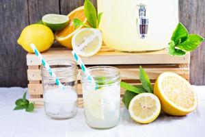 Homemade lemonade in mason jars photo