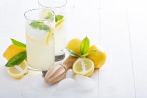 Freshly made lemonade in tall glasses photo