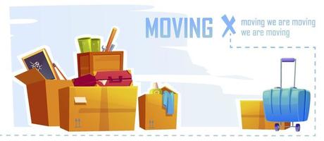 House moving banner with boxes and stuff vector
