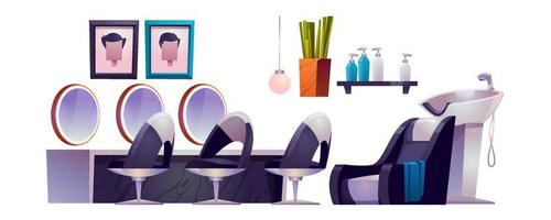 Hair salon interior with hairdresser chairs vector