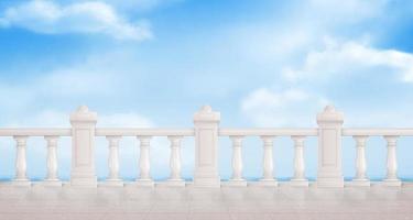 Marble balustrade on blue cloudy sky background vector