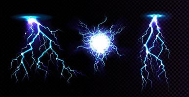 Electric ball and lightning strike, impact place vector